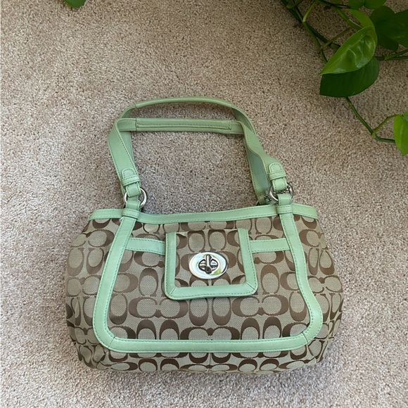 Coach Handbags - Mint Green Top Handle Shoulder COACH Bag.